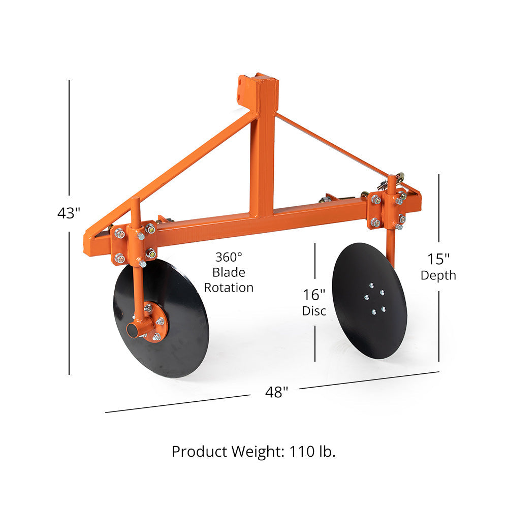 3 Point 48" Adjustable Disc Bedder Fits Category 1