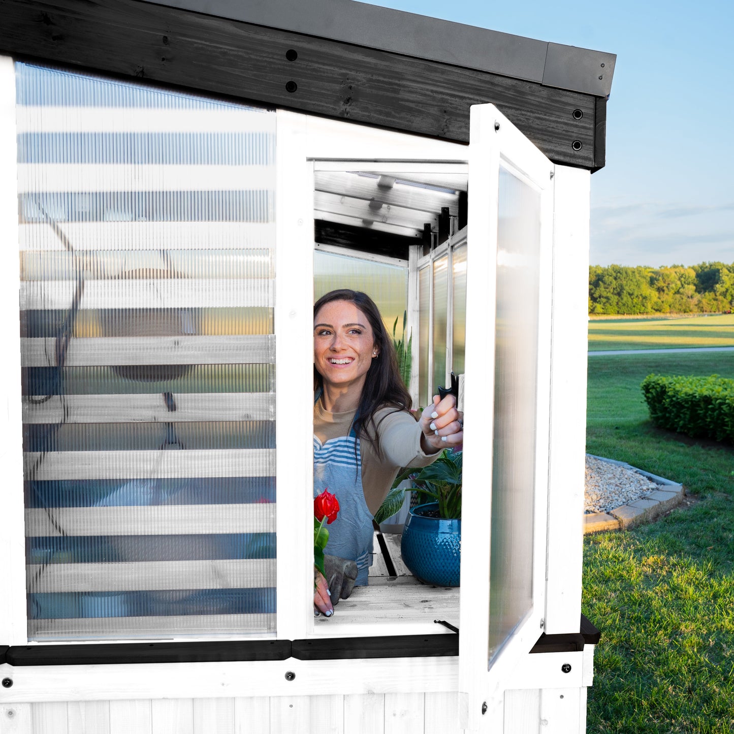 9x6 Willow Greenhouse - Pre-Stained & Sealed White