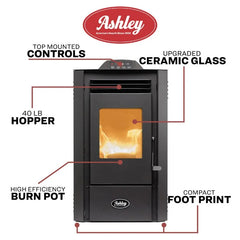 Ashley Hearth Pellet Stove 40 lb. Hopper (1,800 Sq. Ft.) AP5613-W