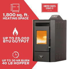 Ashley Hearth Pellet Stove 40 lb. Hopper (1,800 Sq. Ft.) AP5613-W