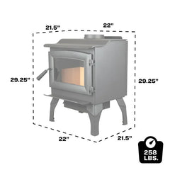 US Stove co 1,200 Sq. Ft. Wood Stove with Legs US1100E-L
