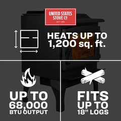 US Stove co 1,200 Sq. Ft. Wood Stove with Legs US1100E-L