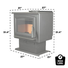 US Stove co 2,000 Sq. Ft. Pedestal Wood Stove US2000-P