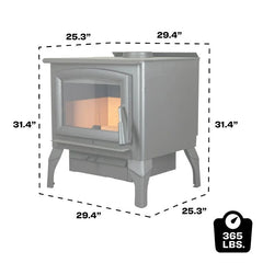 US Stove co 2,500 Sq. Ft. Wood Stove with Cast Iron Legs & Blower US2500E-BL