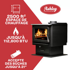 Ashley Hearth 2,500 Sq. Ft. Pedestal Wood Stove AW2520E-P