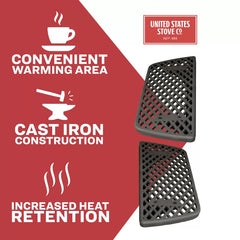 US Stove co Cast Iron Log Wood Stove Side Tables US1261DST