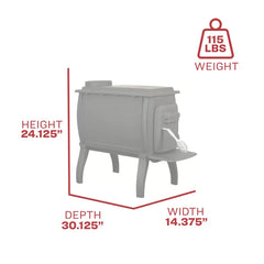 US Stove co 900 sq. ft. Cast Iron Log Wood Stove US1261E