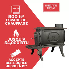 US Stove co 900 Sq. Ft. Cast Iron Log Wood Stove  US1269E