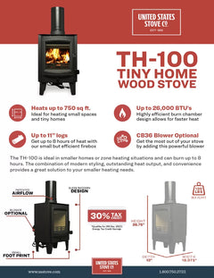 US Stove co 750 Sq. Ft. Tiny Wood Stove TH-100