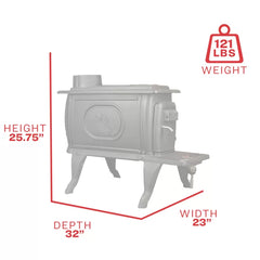 US Stove co 900 Sq. Ft. Cast Iron Log Wood Stove  US1269E