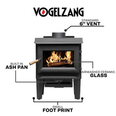 Vogelzang 1,200 Sq. Ft. Wood Stove with 100 CFM Blower VG1120-BL