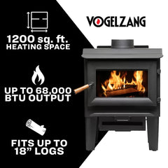 Vogelzang 1,200 Sq. Ft. Wood Stove with 100 CFM Blower VG1120-BL