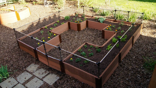 Walk-In 'Center Cross' 12' x 12' Animal Barrier Raised Garden Bed - 2" Profile