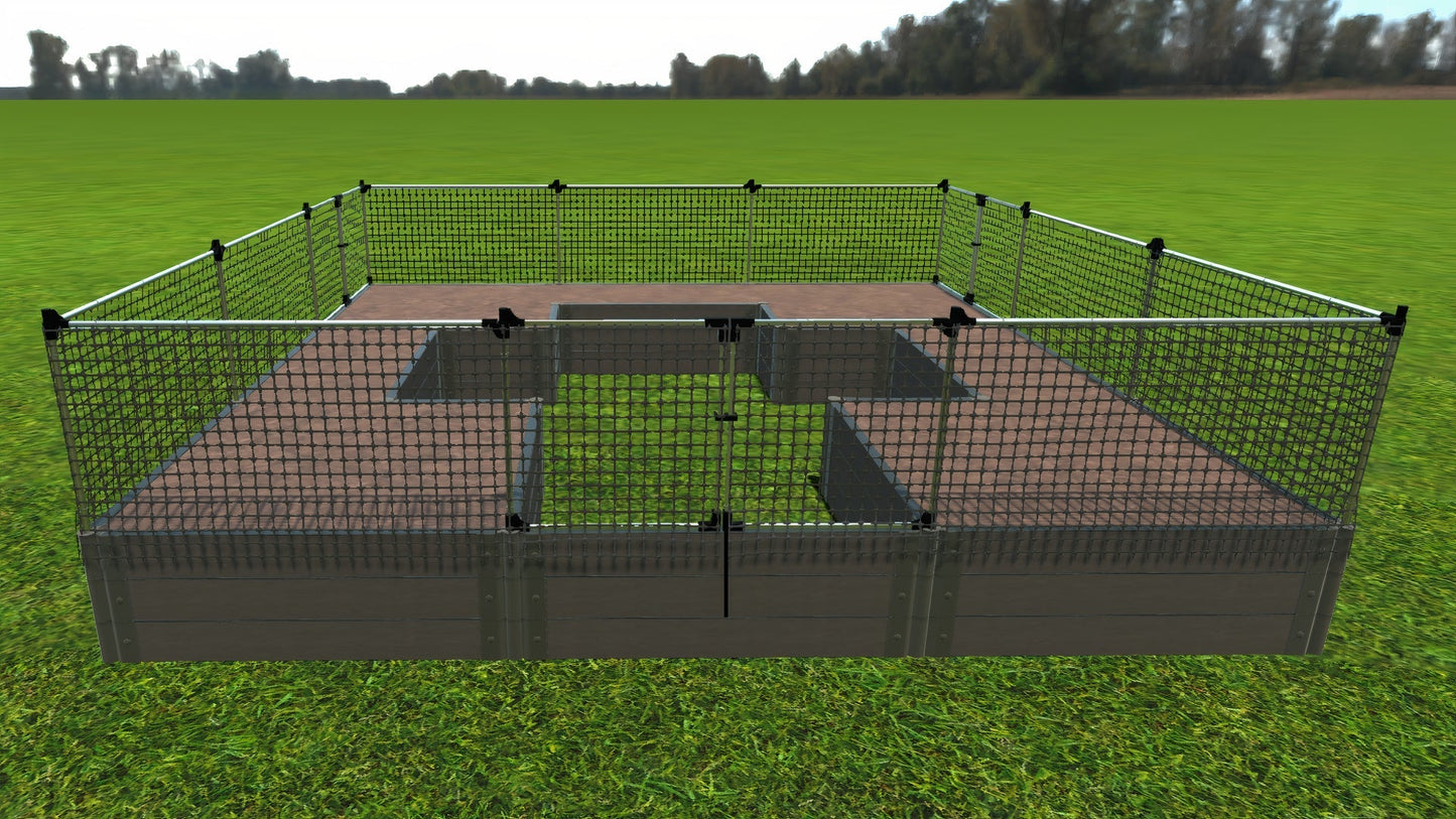 Walk-In 'Center Cross' 12' x 12' Animal Barrier Raised Garden Bed - 2" Profile