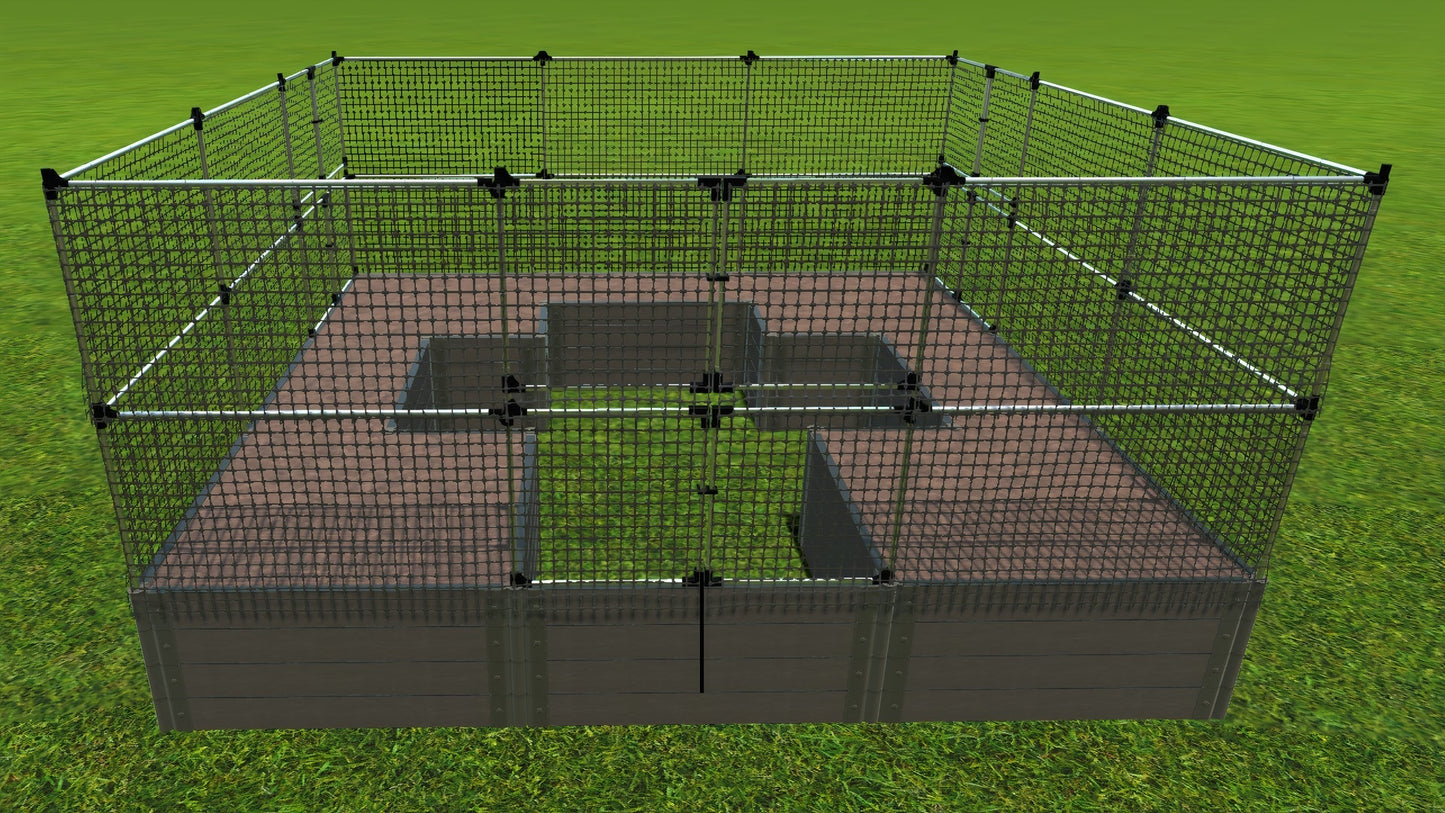 Walk-In 'Center Cross' 12' x 12' Animal Barrier Raised Garden Bed - 2" Profile