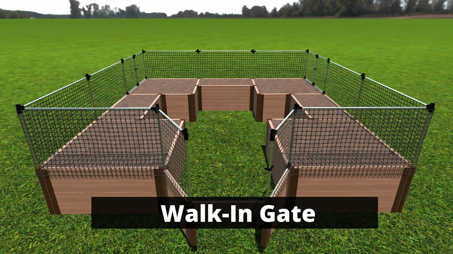 Walk-In 'Center Cross' 12' x 12' Animal Barrier Raised Garden Bed - 2" Profile